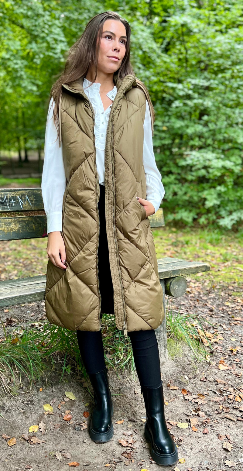 Bomina vest med lynlås military olive