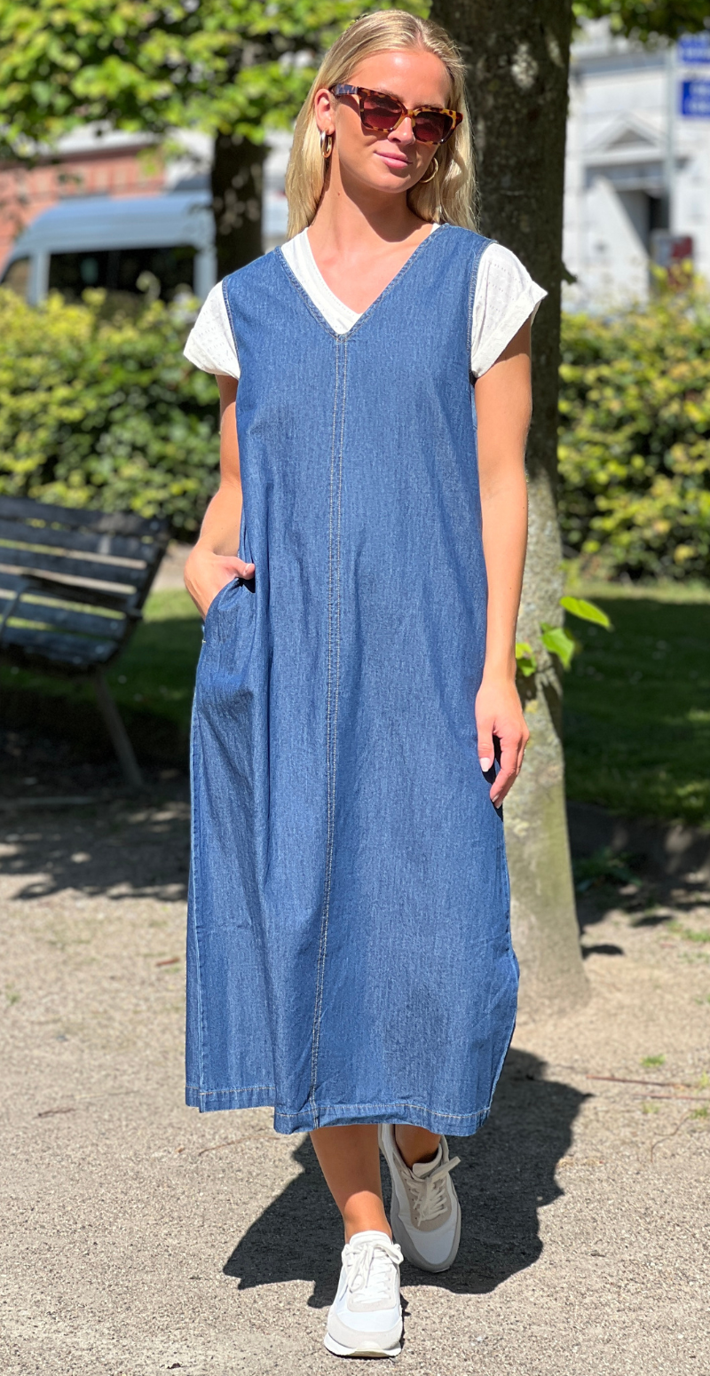 Lisea denim kjole medium blue denim
