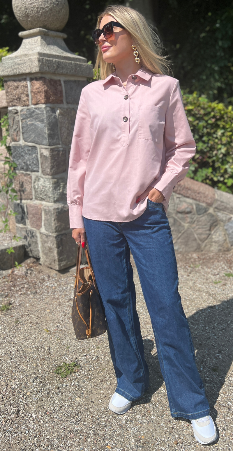 Flynn skjorte med stolpelukning pale mauve