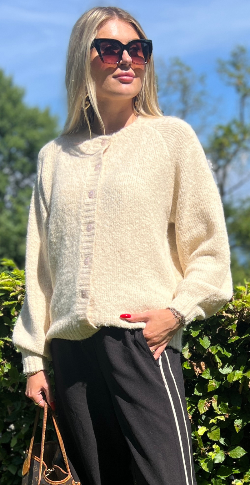 Kort strik cardigan moonbeam