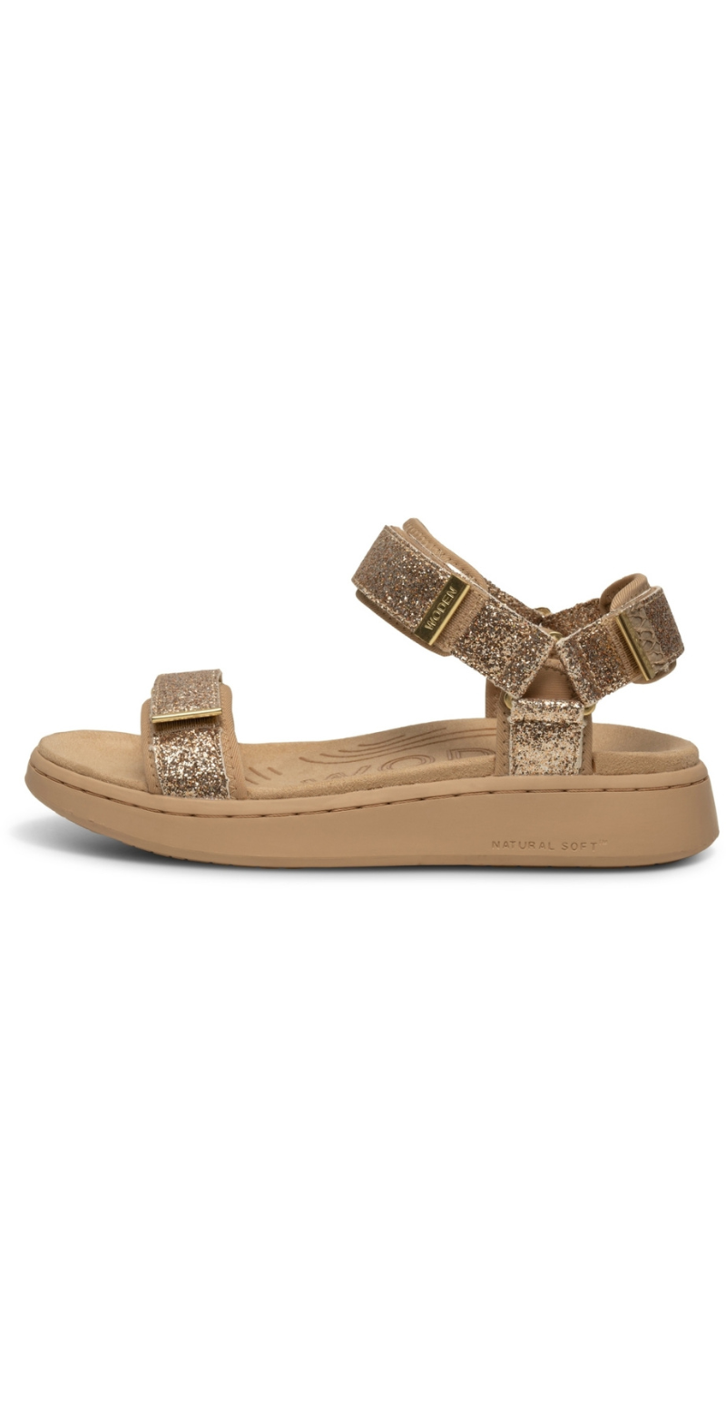 Sandaler med glimmerremme coffee cream