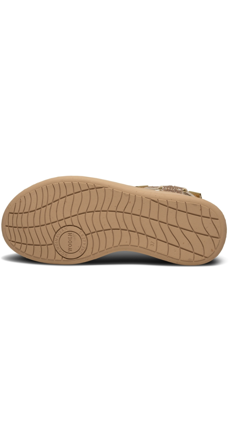 Sandaler med glimmerremme coffee cream