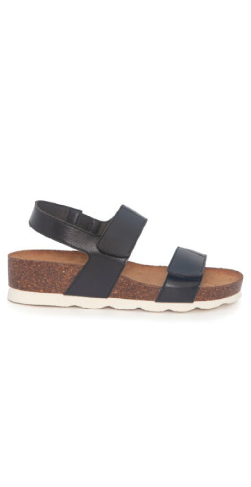 Sandal med velco og plateau sort