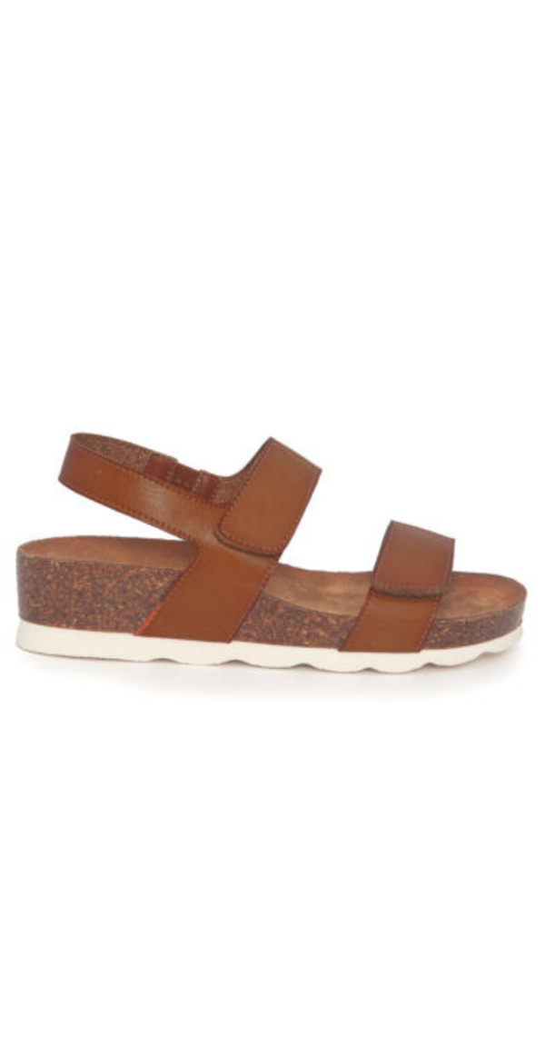 Sandal med velco og plateau light brown