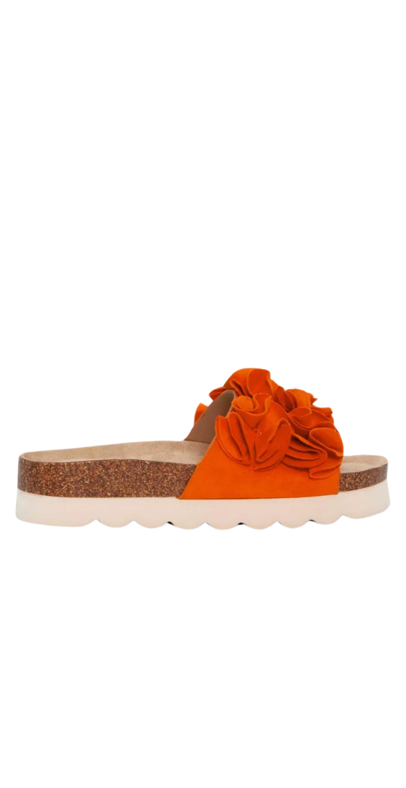 Slip-in sandal med detaljer orange