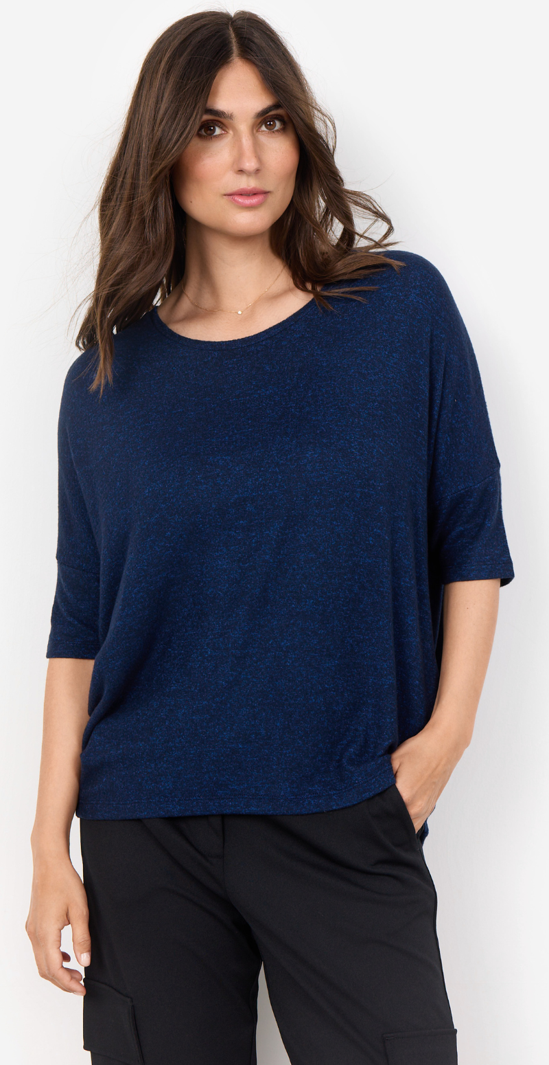 Olivia kortærmet bluse med rund hals navy