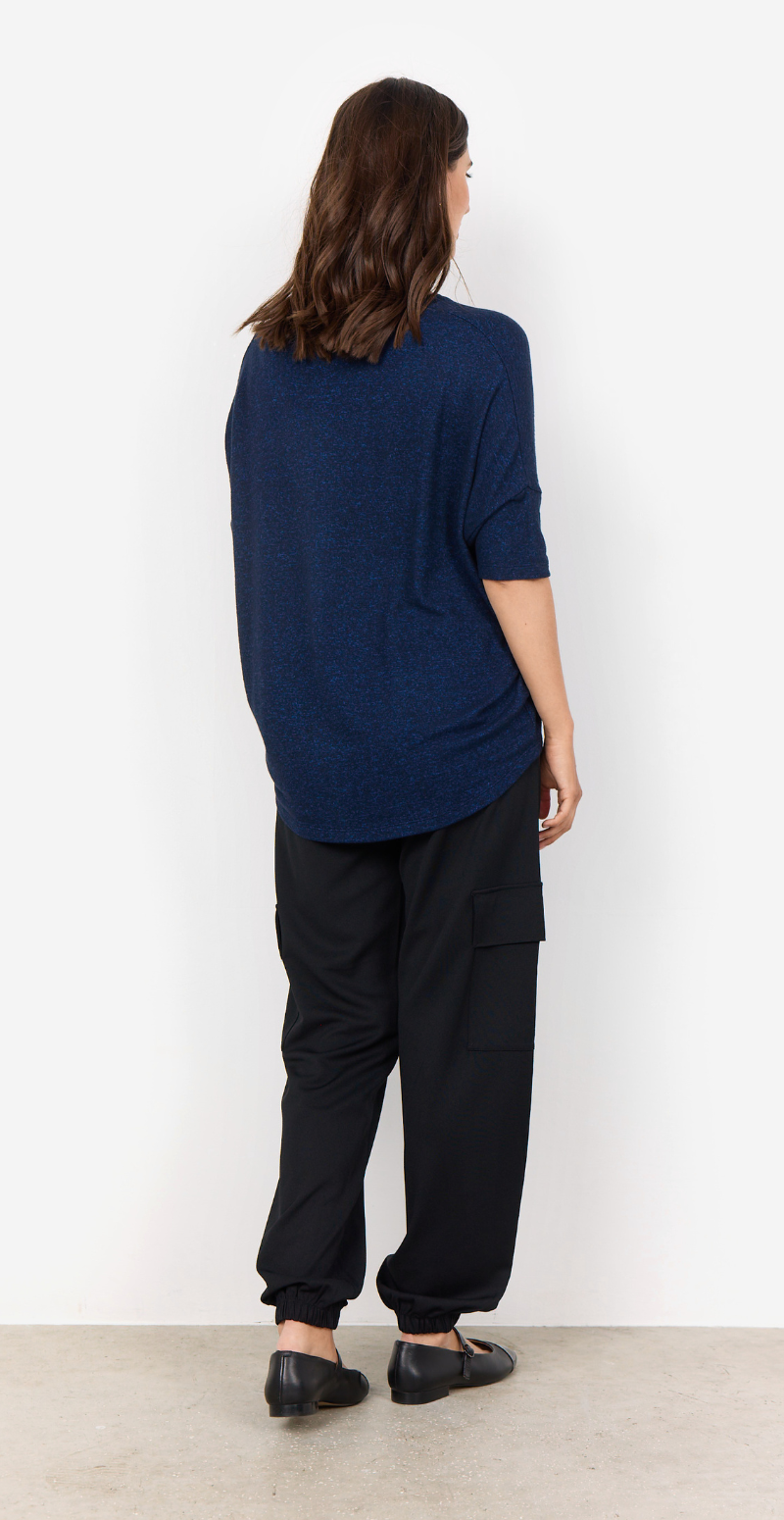 Olivia kortærmet bluse med rund hals navy