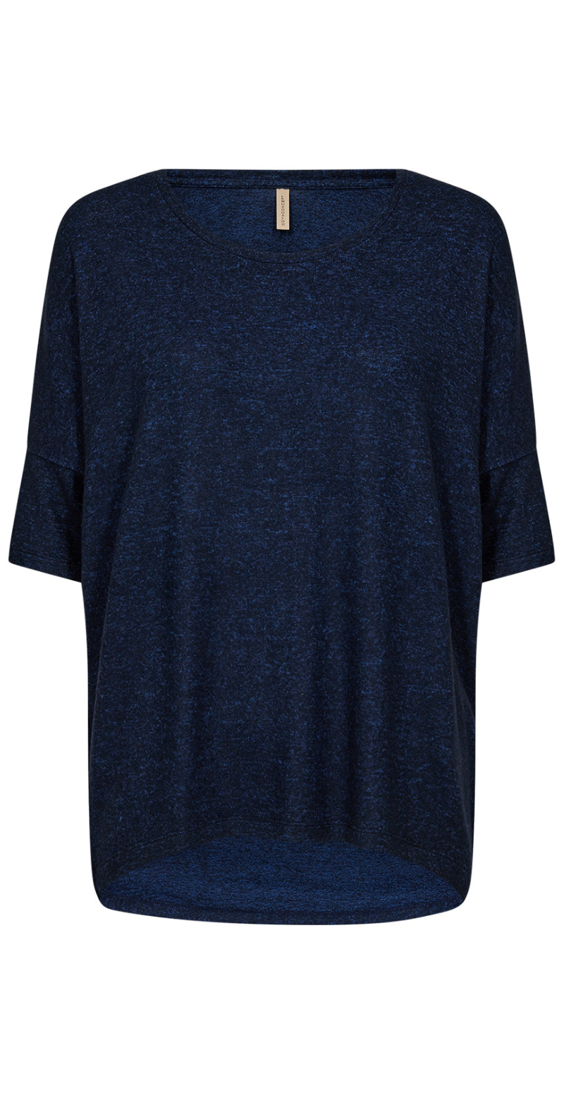 Olivia kortærmet bluse med rund hals navy