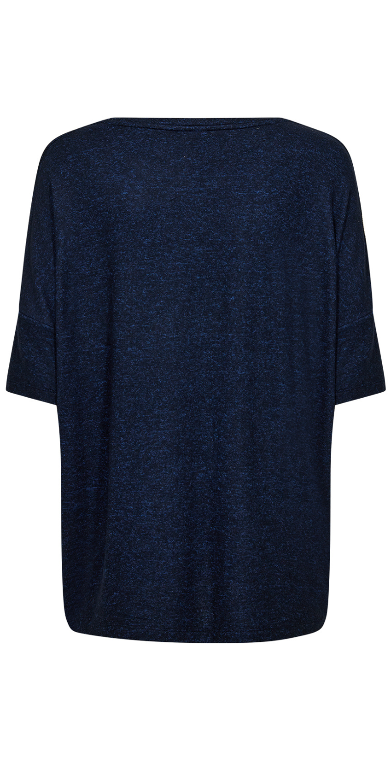 Olivia kortærmet bluse med rund hals navy