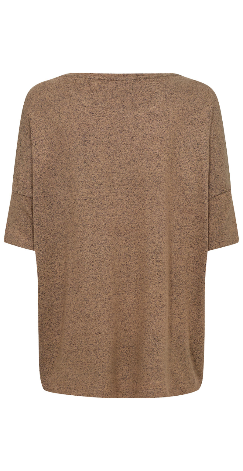 Olivia kortærmet bluse med rund hals mocca