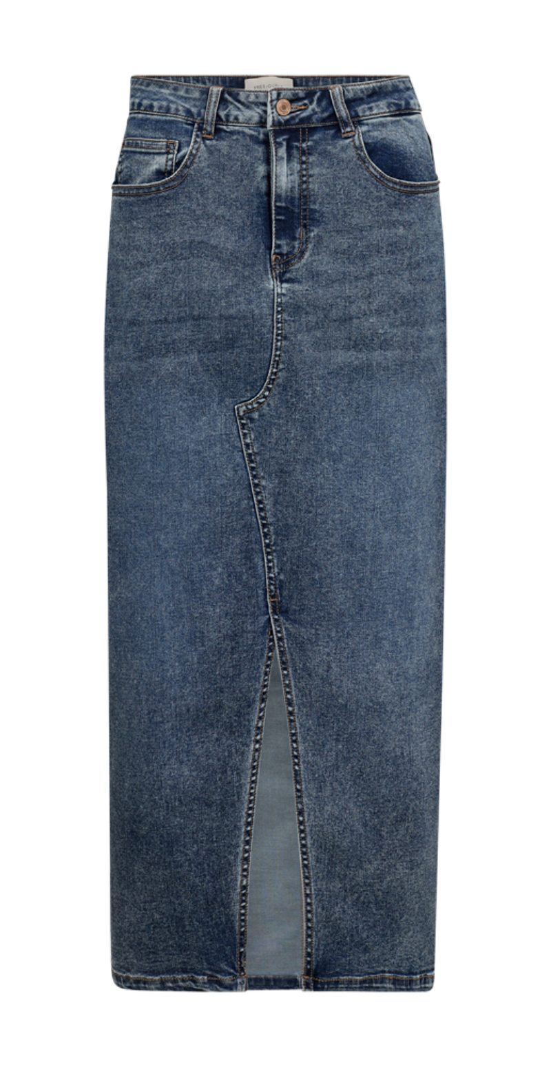 Denimnederdel med slids medium blue