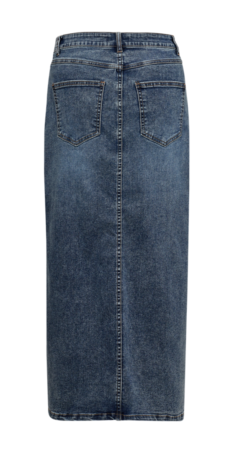 Denimnederdel med slids medium blue