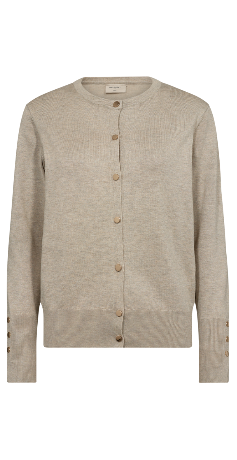 Cardigan med guld knapper moonbeam melange