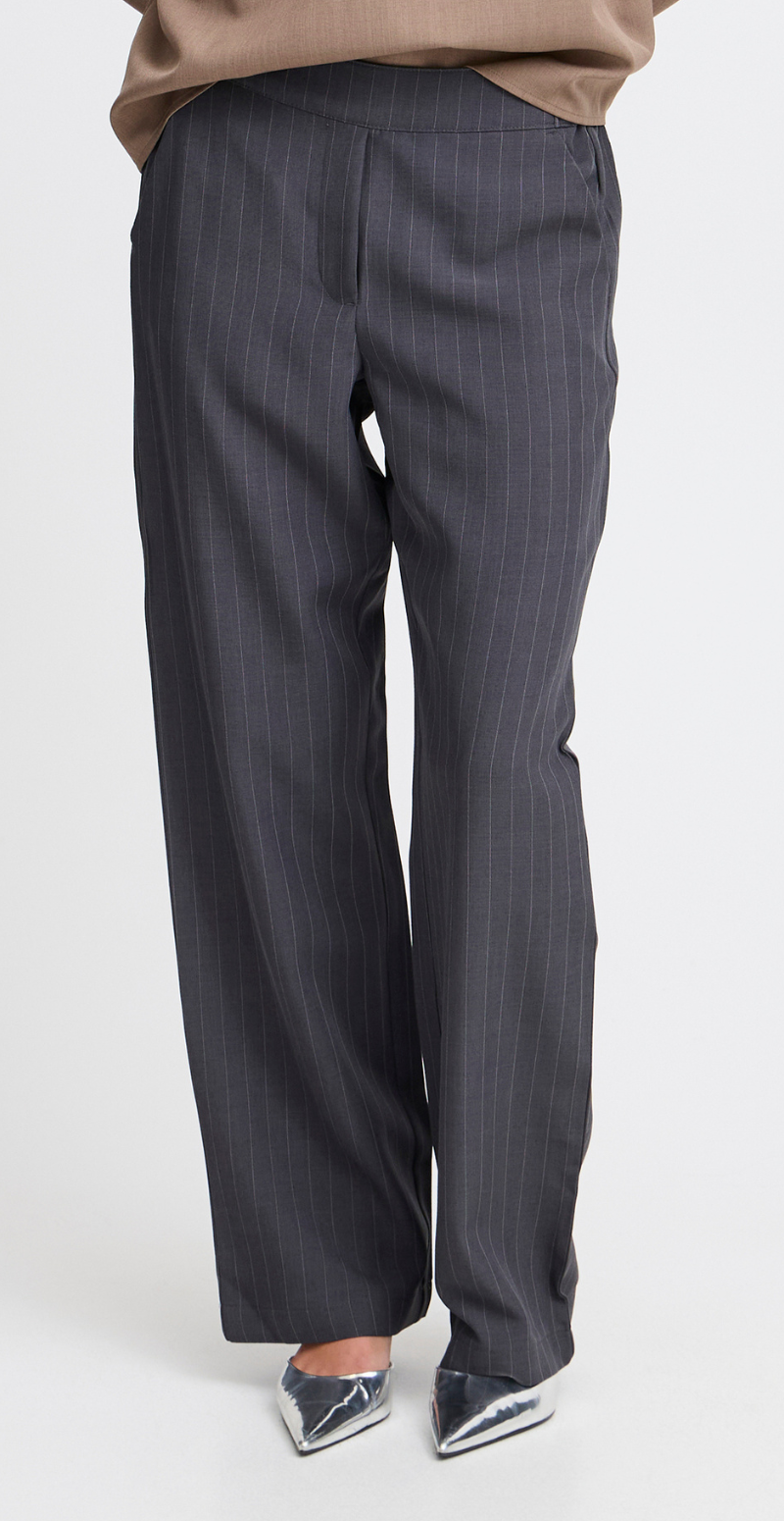 Midde pants dark grey mel. pinstripe mix