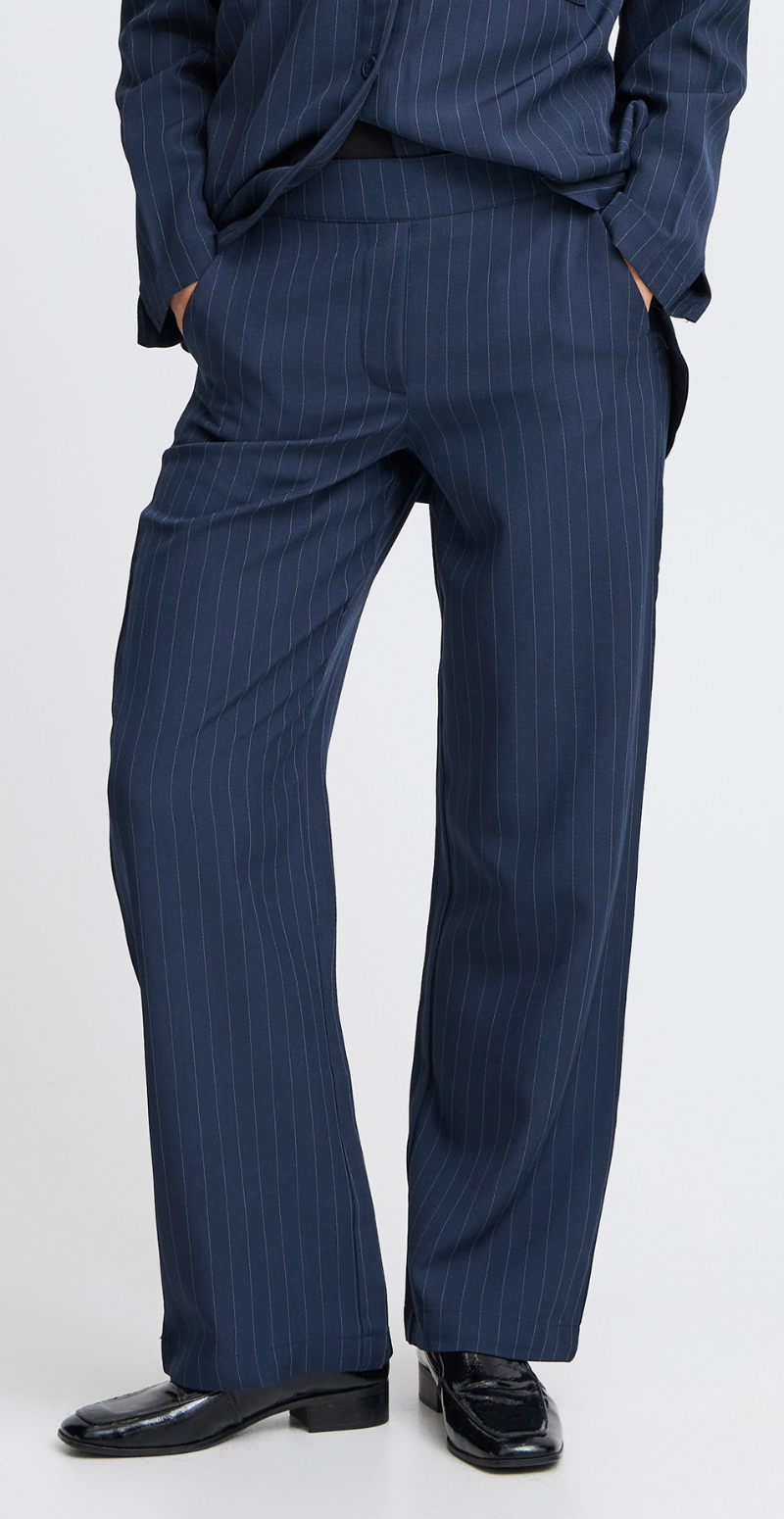 Midde pants navy pinstripe mix