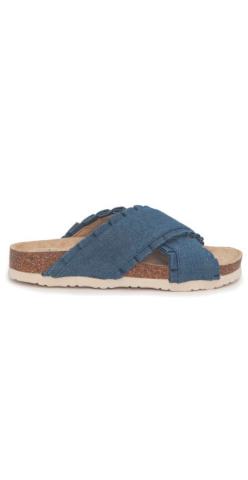 Sandal med flæse i denim