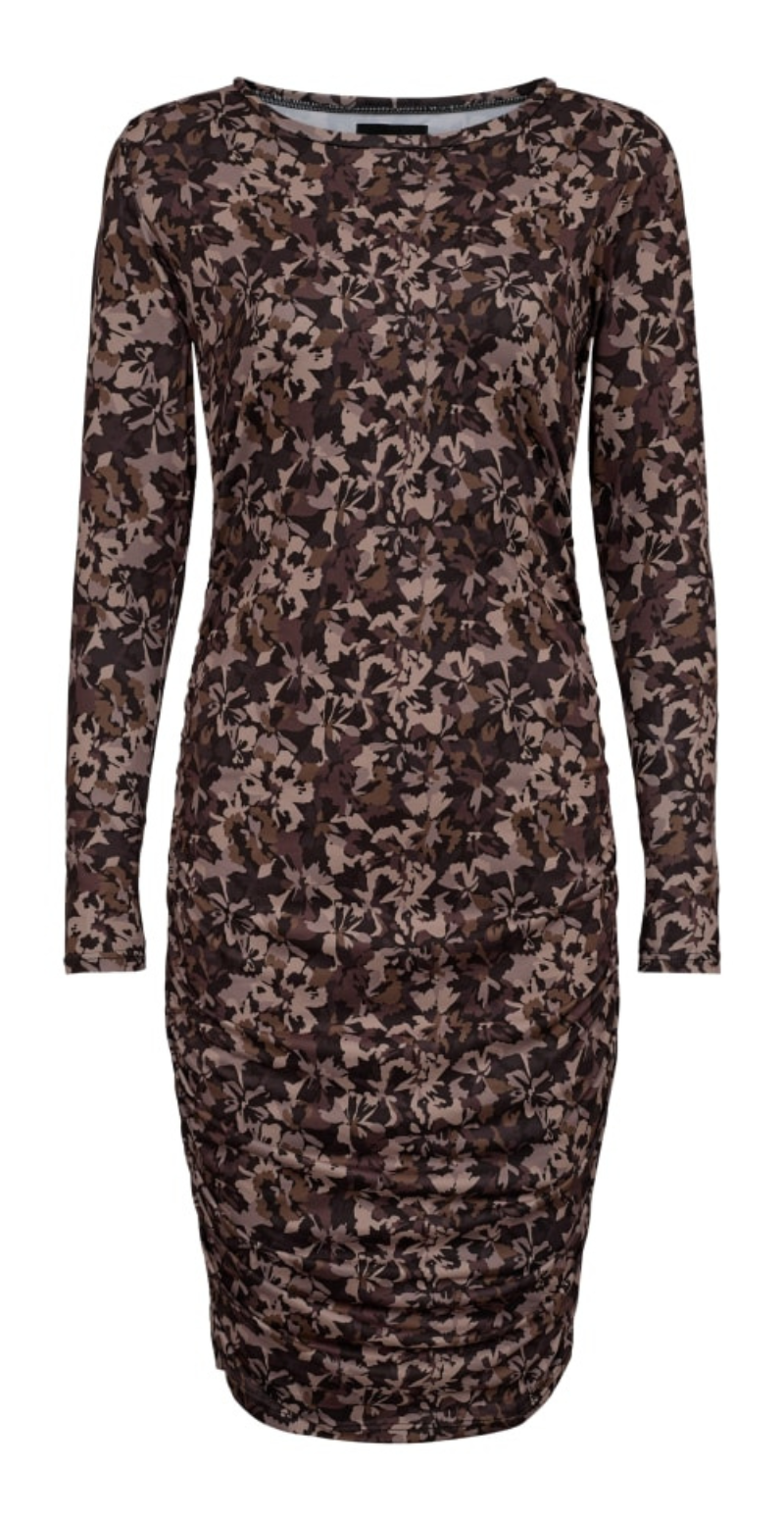 Alma dress brown camo flower