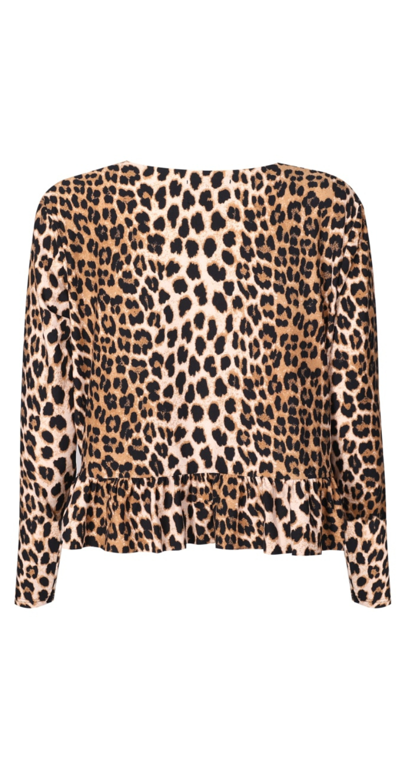 Alma bluse med peplum og leopard print