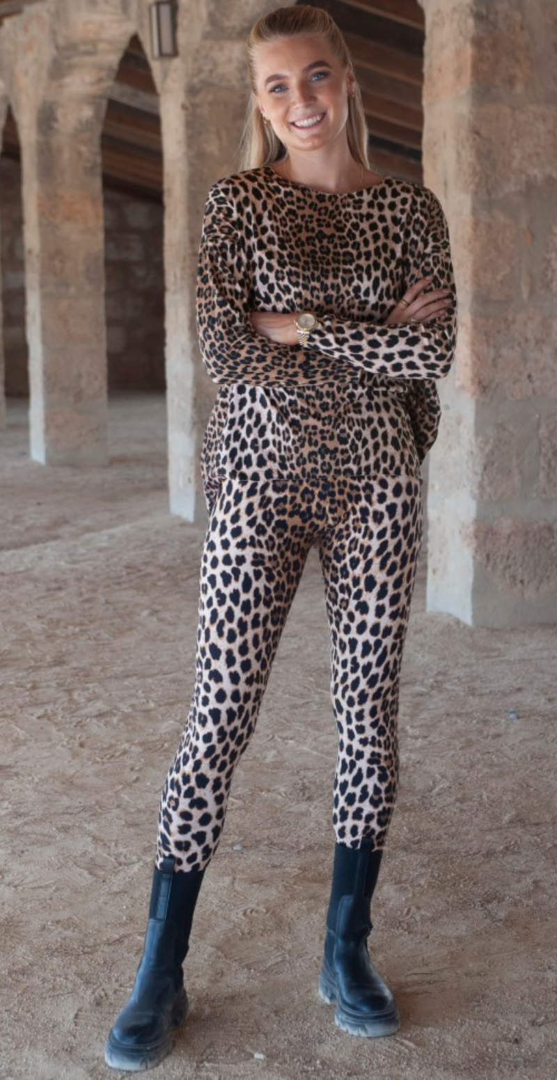 Alma leggings med leopardprint