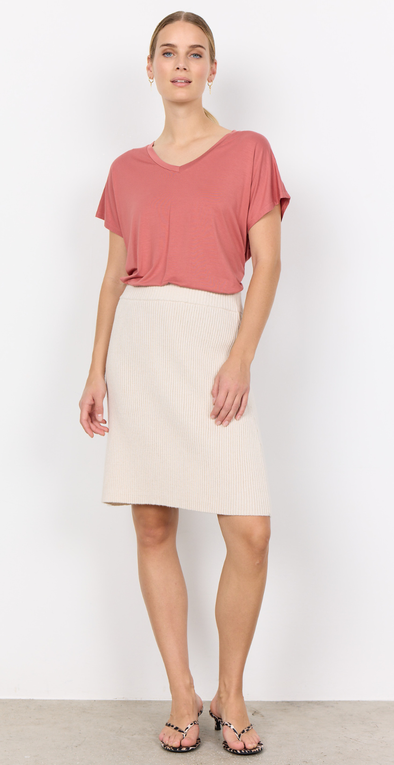 Sophia basisbluse med v-hals Blush