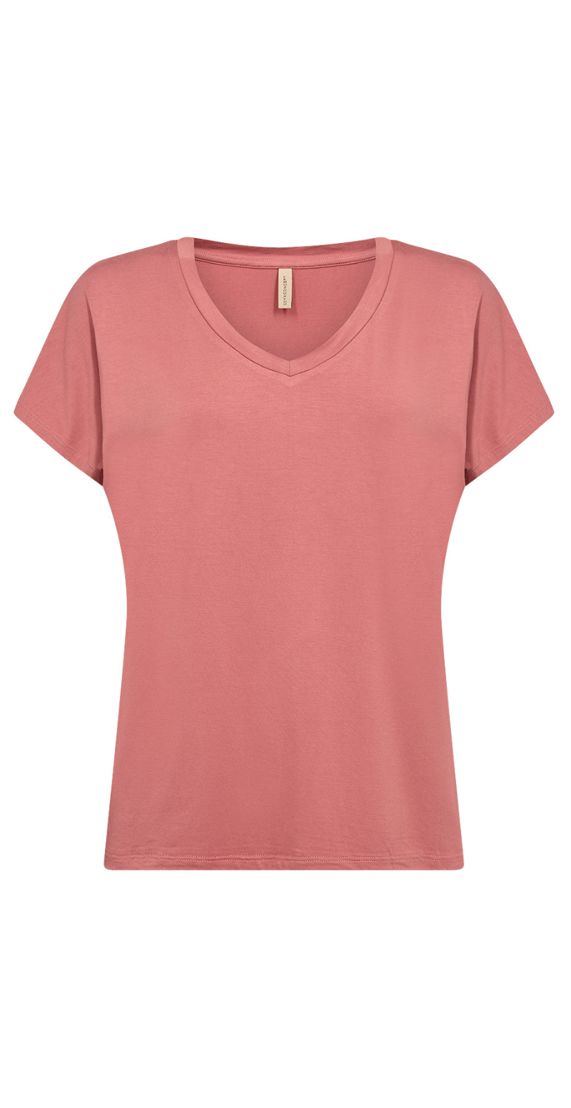 Sophia basisbluse med v-hals Blush