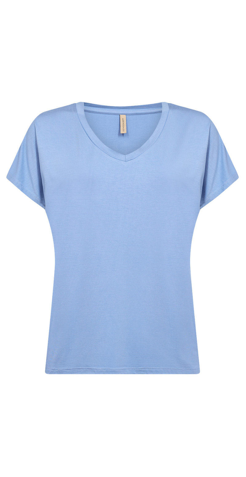 Sophia basisbluse med v-hals Air Blue