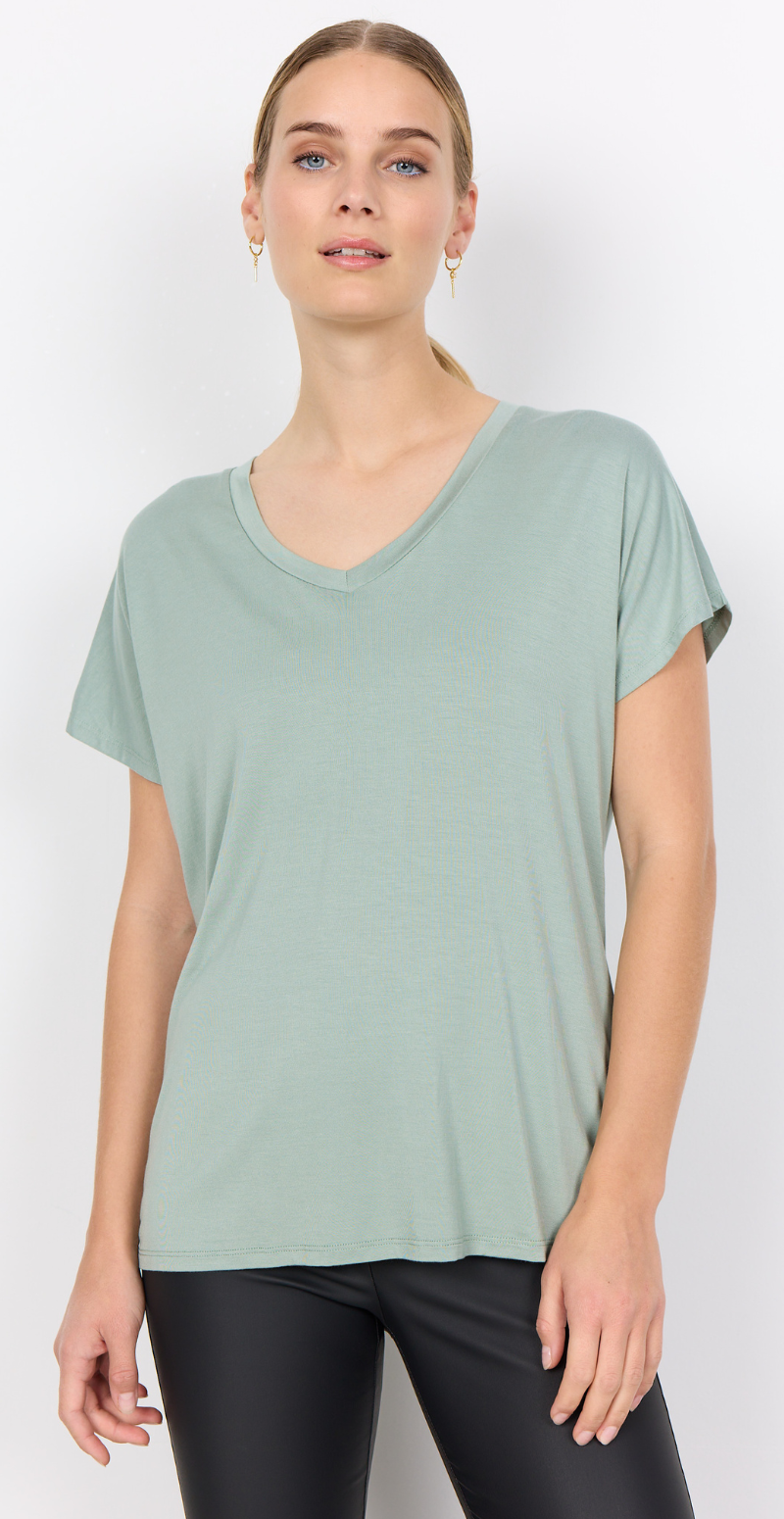 Sophia basisbluse med v-hals mineral