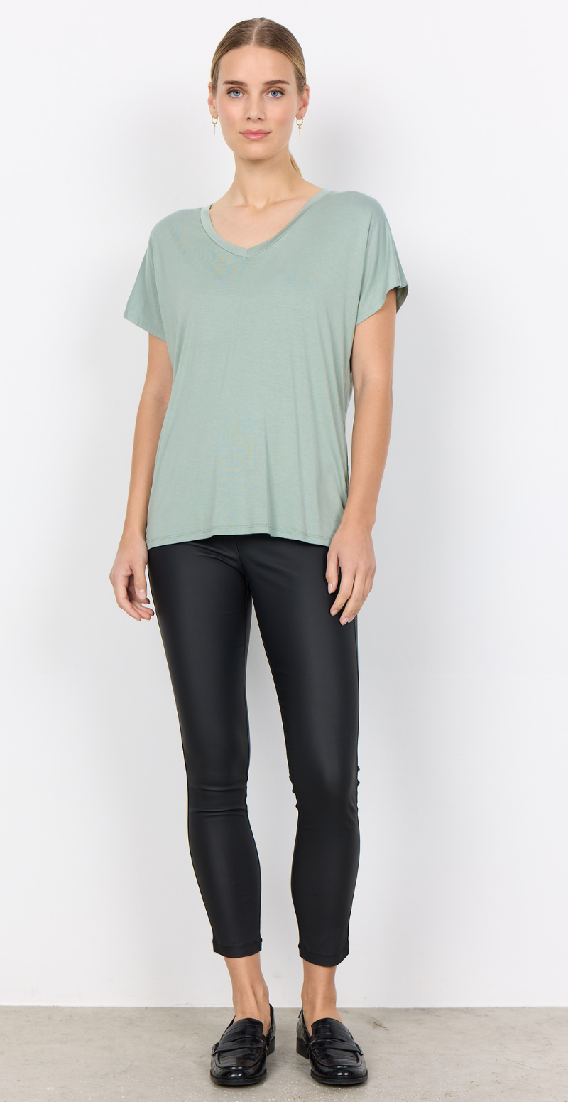 Sophia basisbluse med v-hals mineral