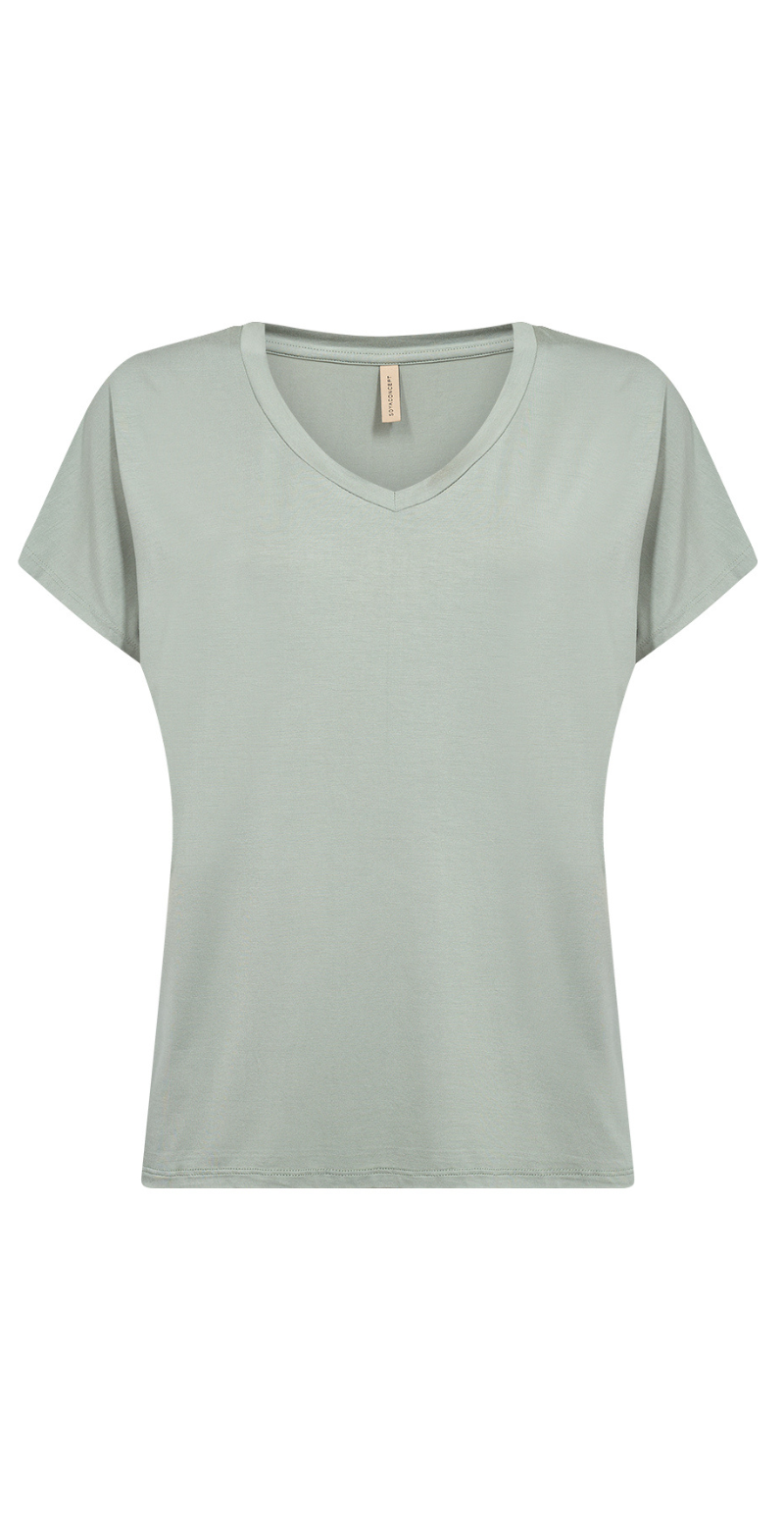 Sophia basisbluse med v-hals mineral