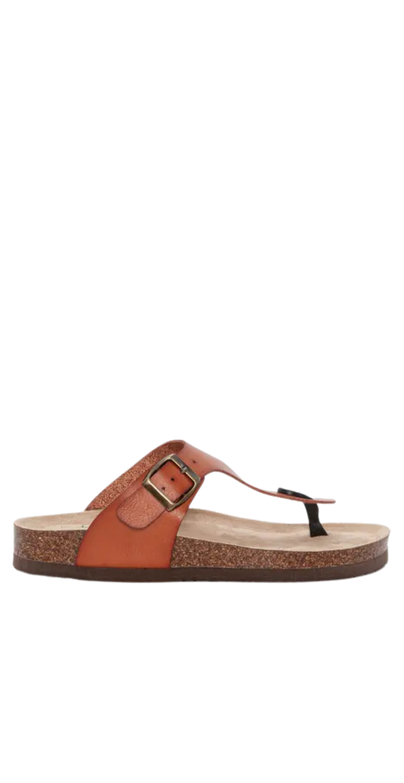 Slip-in sandal med spænde camel