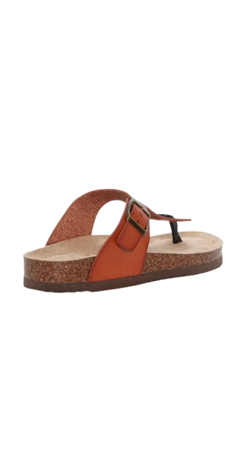 Slip-in sandal med spænde camel