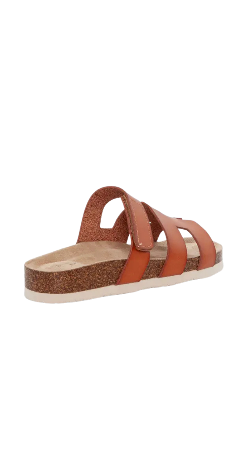 Slip-in sandal med velcro camel