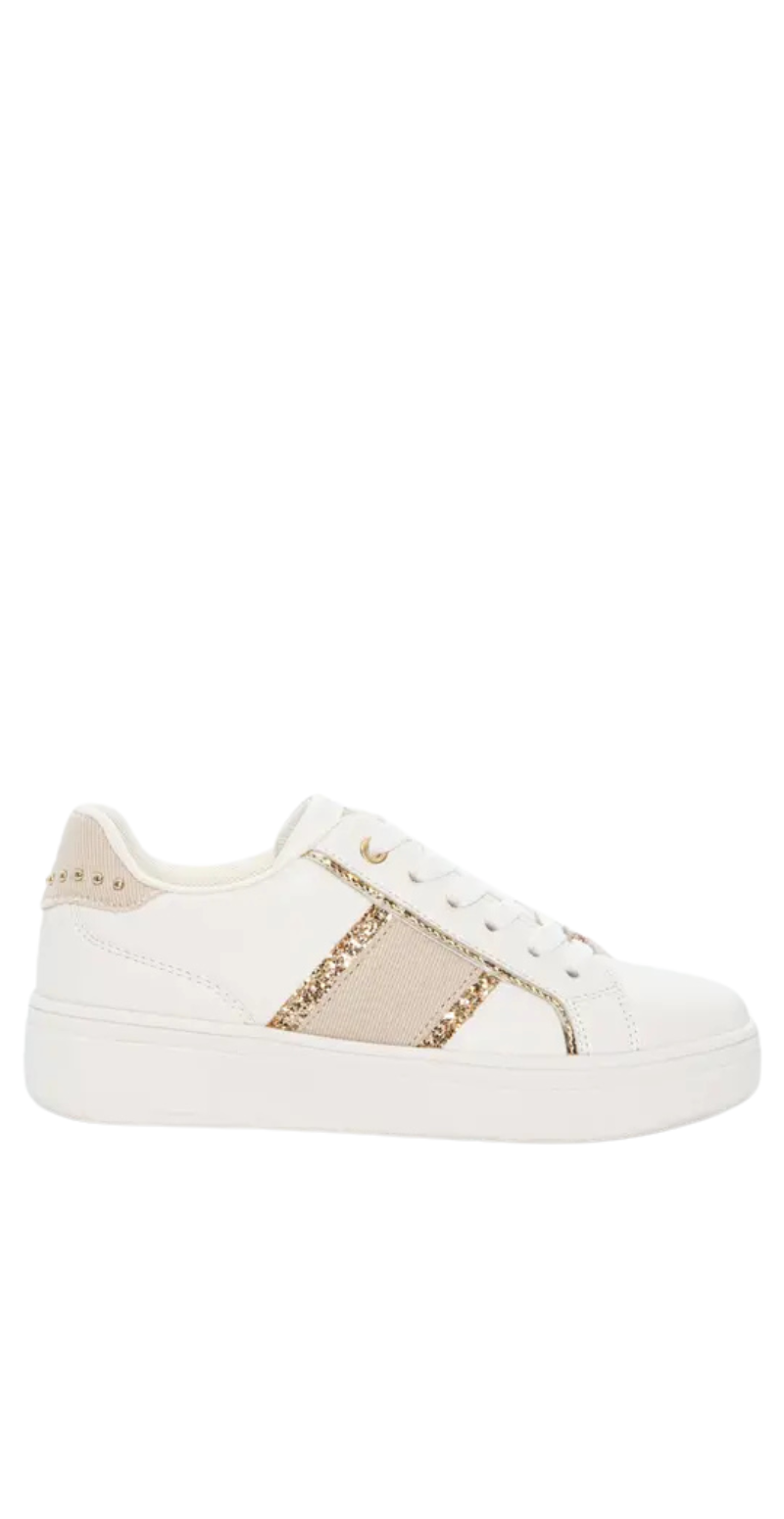 Sneakers med nitter og glitter beige