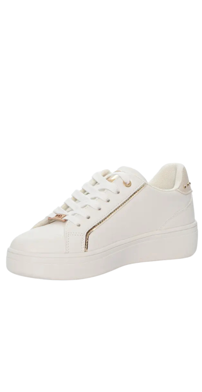 Sneakers med nitter og glitter beige