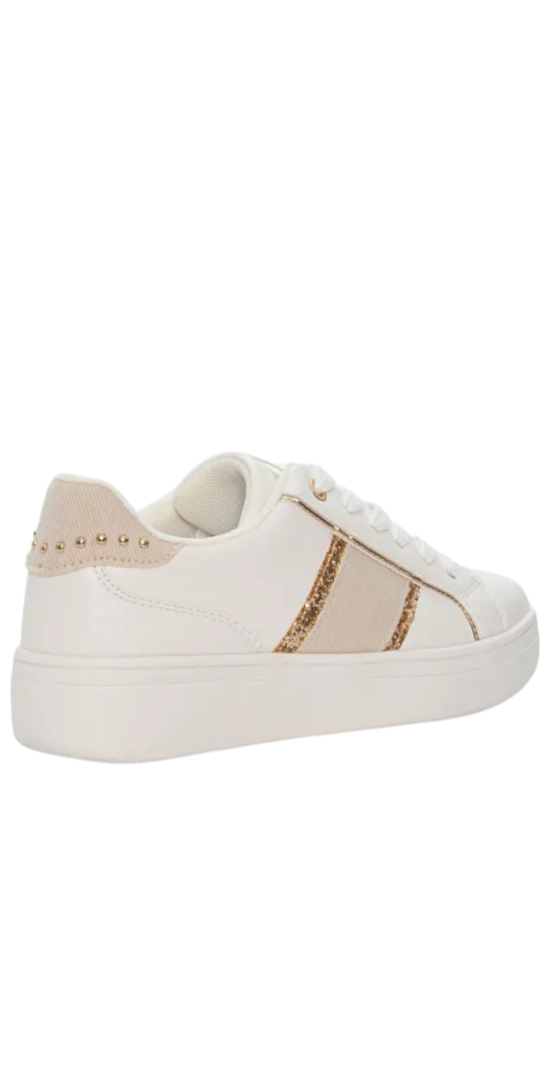 Sneakers med nitter og glitter beige