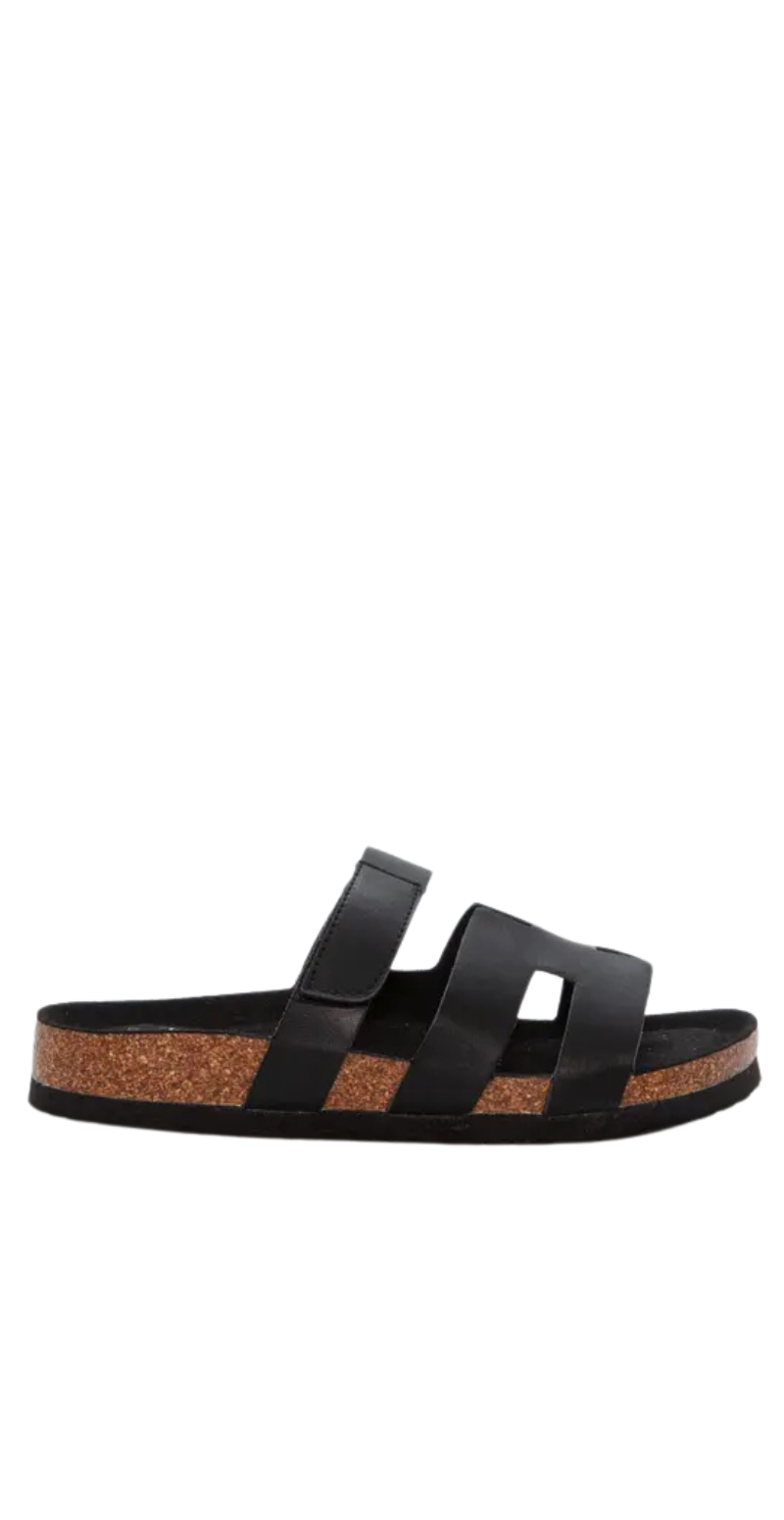 Slip-in sandal med velcro sort