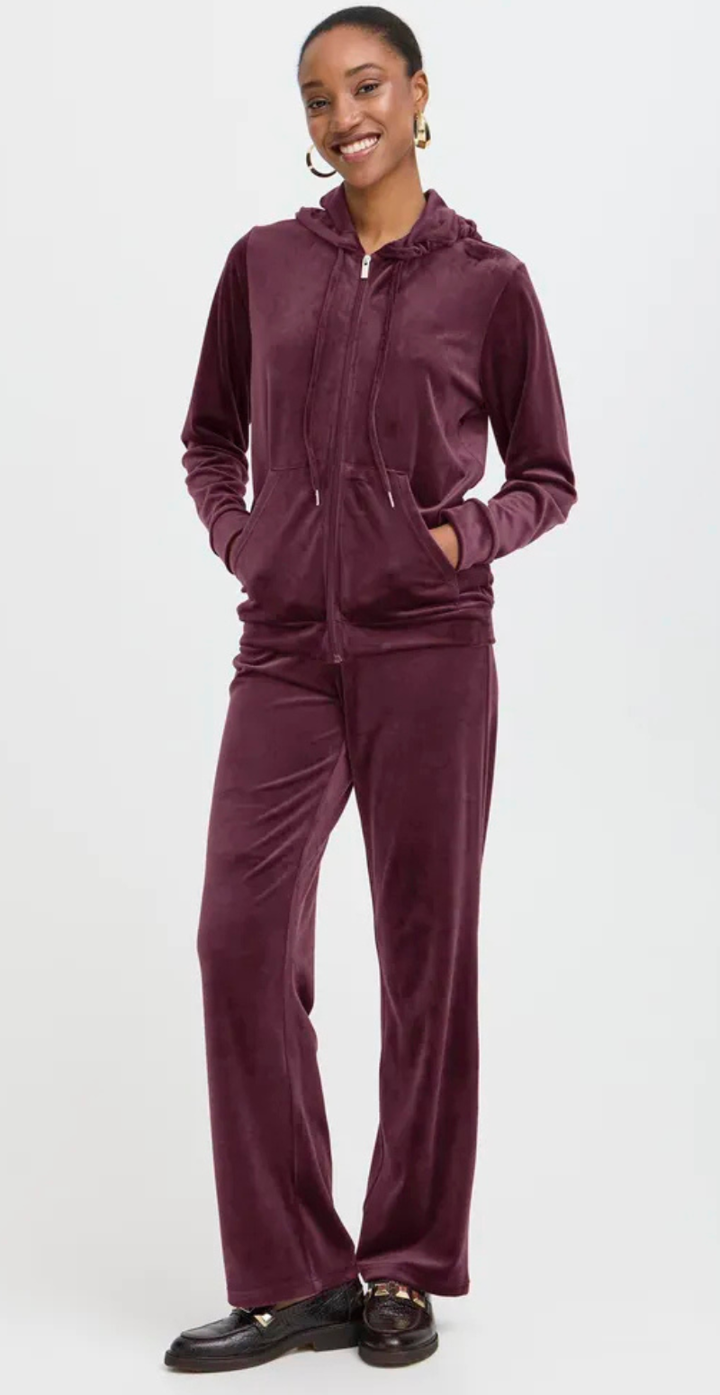 Velour sæt med bukser og cardigan winetasting