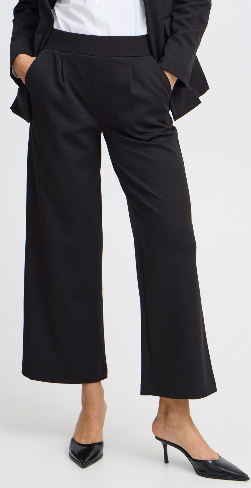 Rizetta bukser med vidde cropped sort