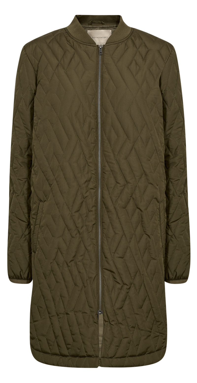 Quiltet jakke med lommer army