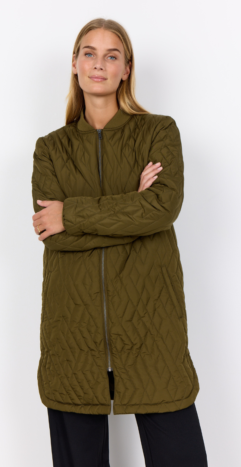Quiltet jakke med lommer army