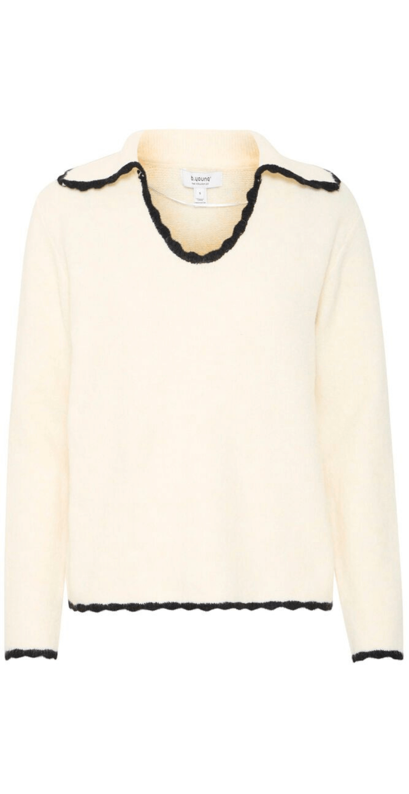 Ninna strikbluse birch mix nature