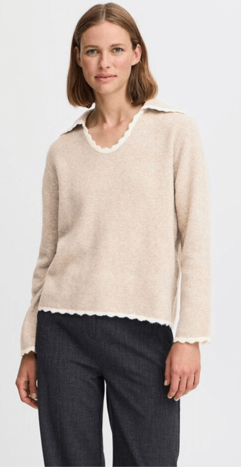 Ninna strikbluse sepia tint mix