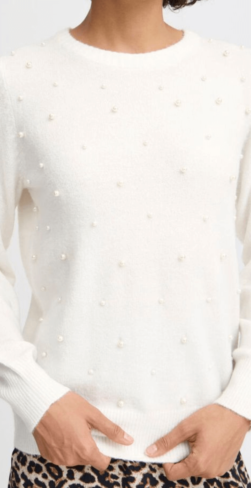Okama strikbluse hvid