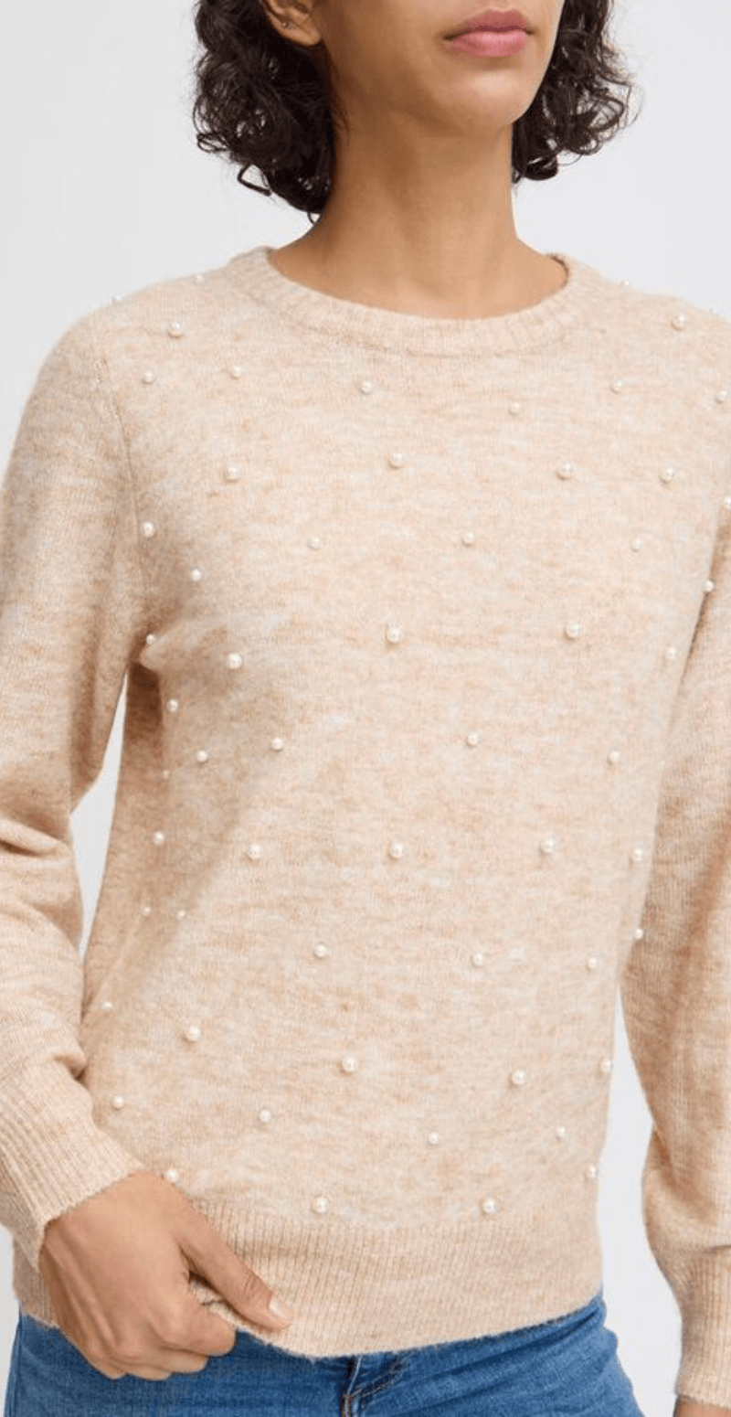 Okama strikbluse cement melange
