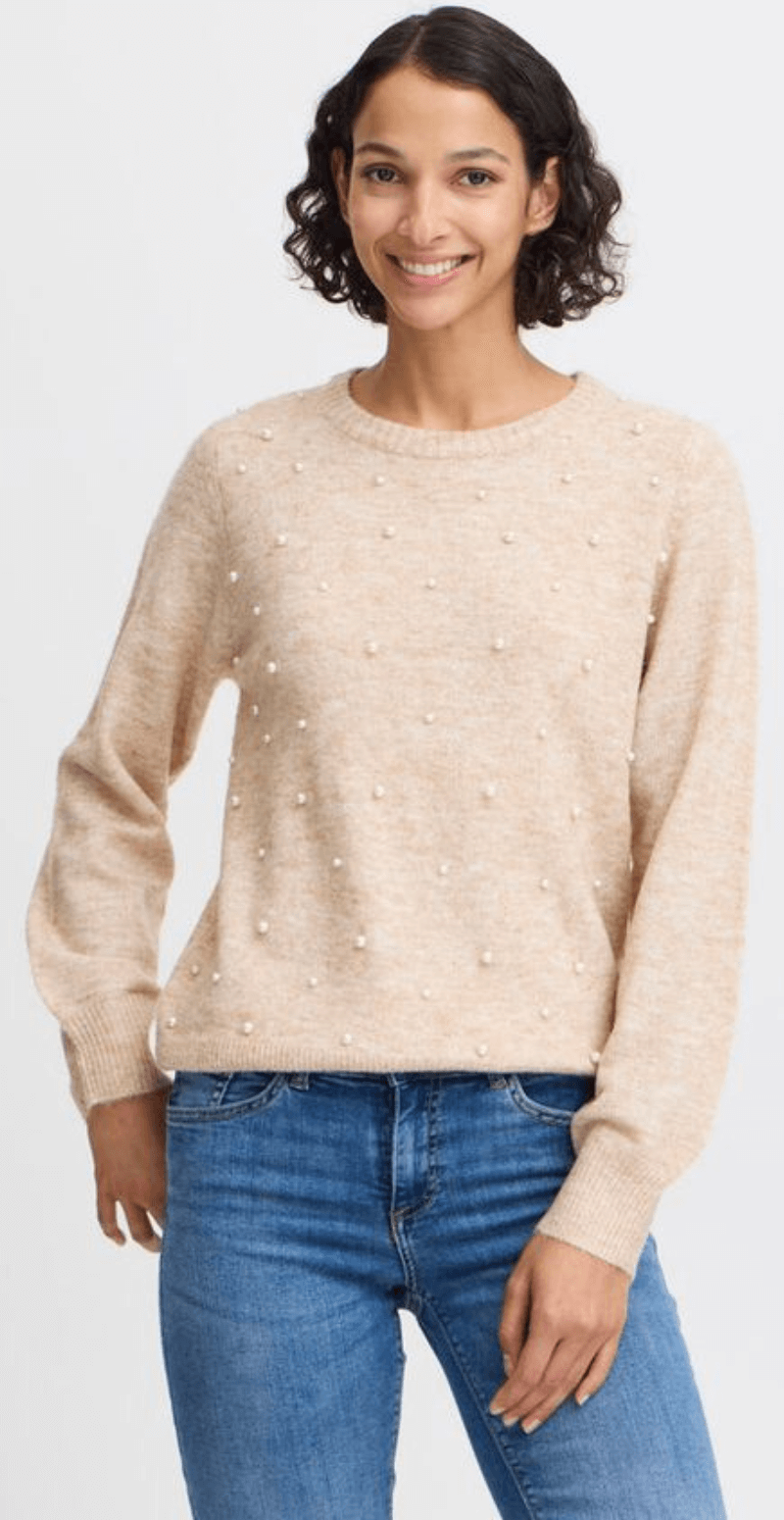 Okama strikbluse cement melange