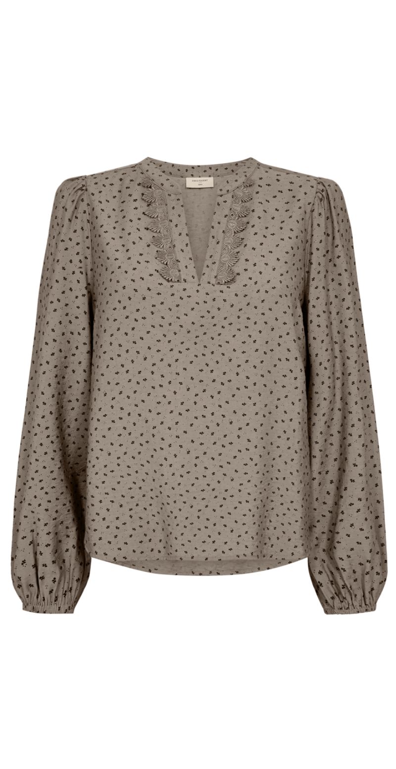 Elin bluse Desert Taupe w. Black