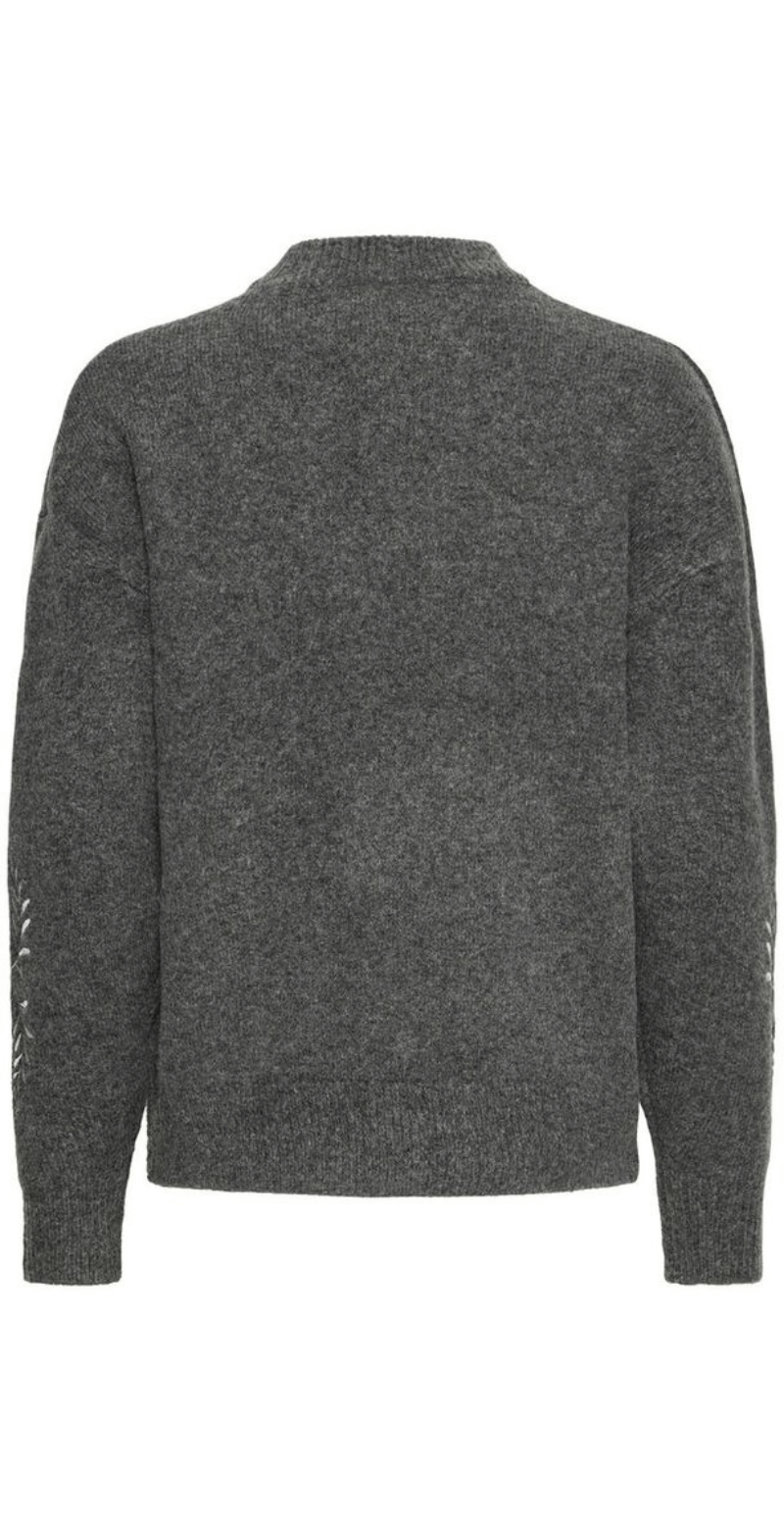 Magge strik dark grey melange