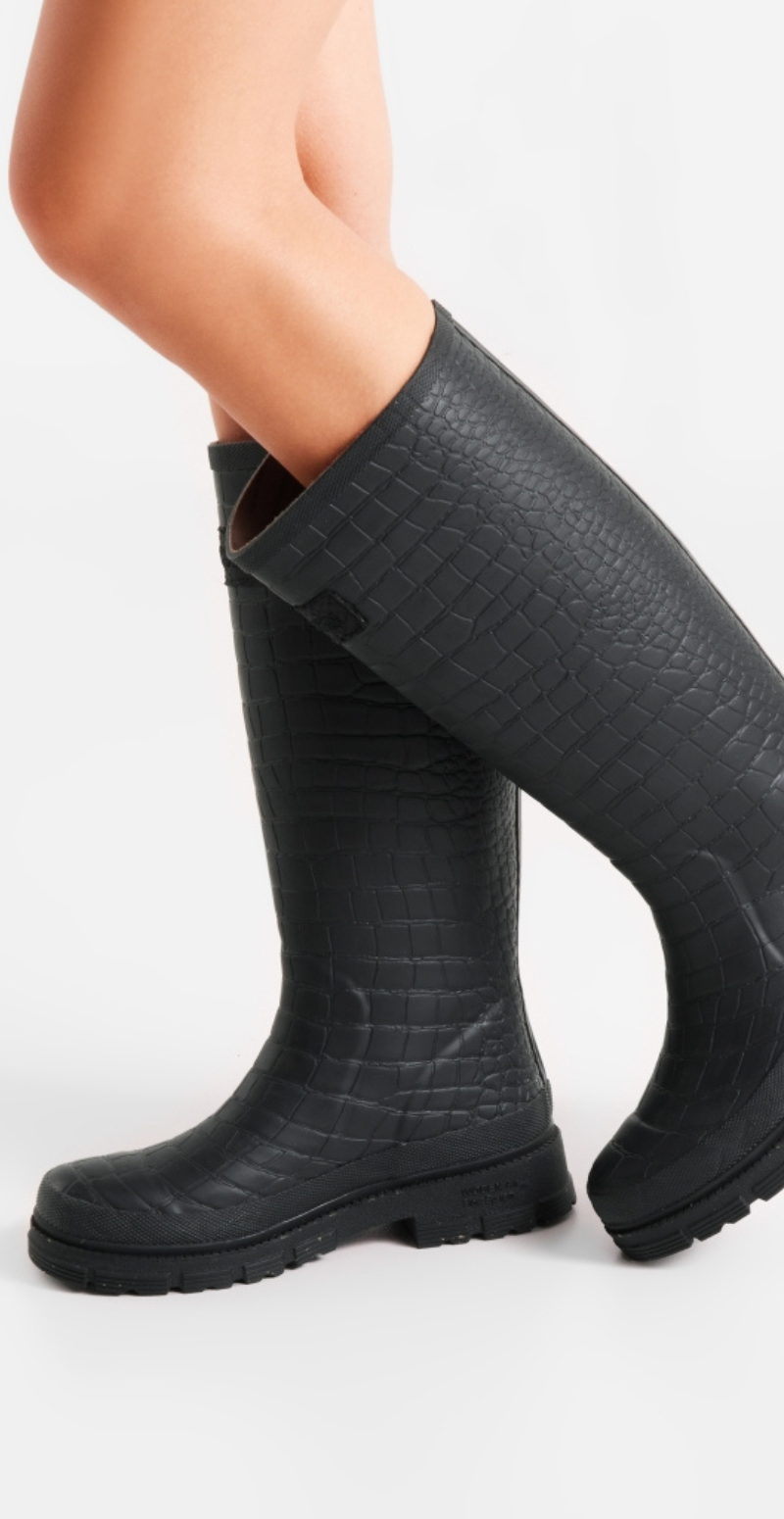 Le Croco gummistøvle sort