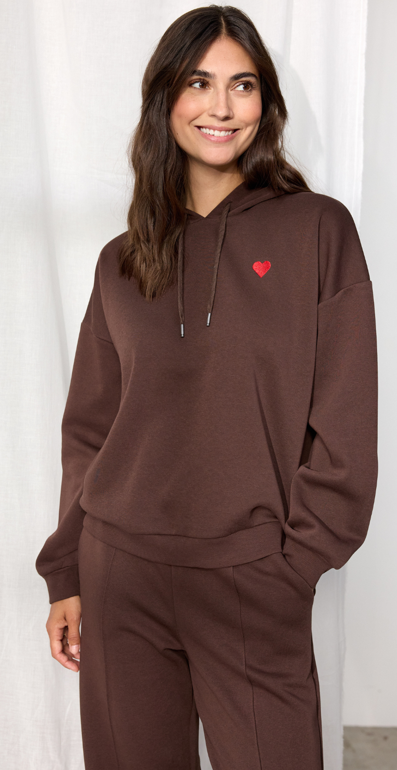 Angelin sweatshirt med hætte brun Soyaconcept