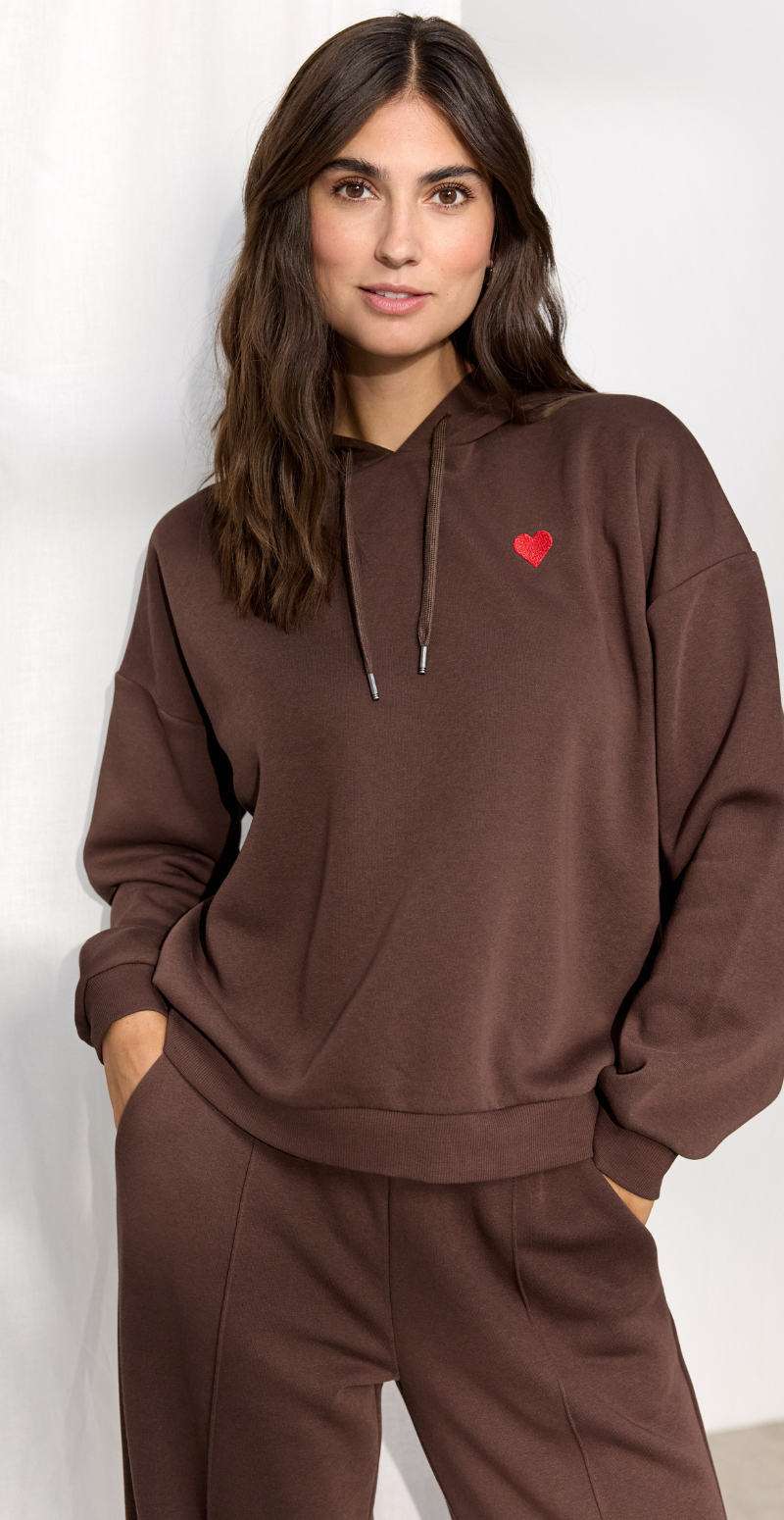 Angelin sweatshirt med hætte brun Soyaconcept